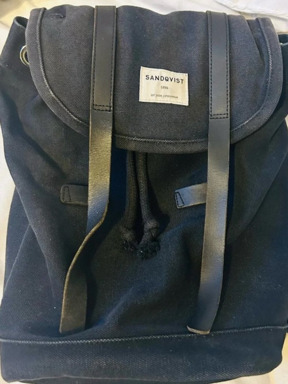 Sandqvist Stig Black Canvas Backpack Mini Size